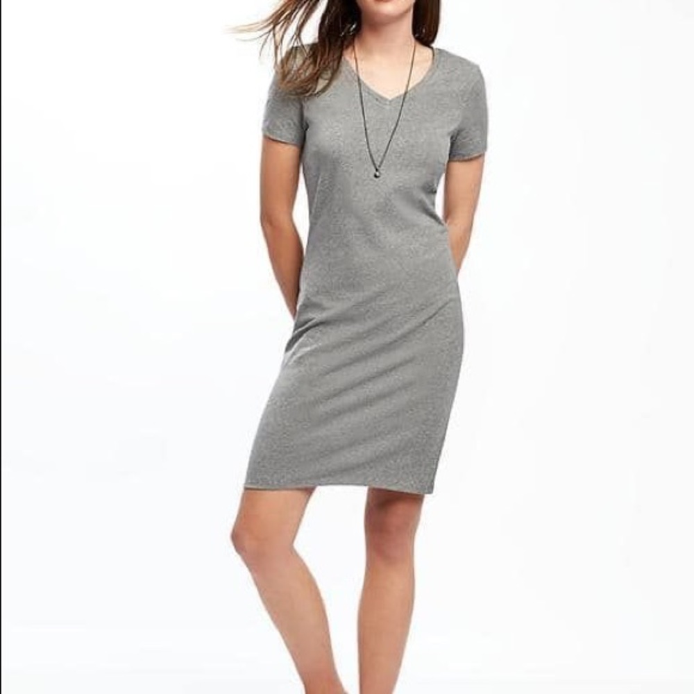 Old Navy Gray Midi Dress V Neck Size Small